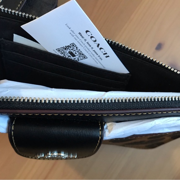 🐆Coach Poppy Crossbody With Card Case With Leopard Print And Signature Canvas - Picture 11 of 14